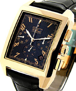 Grande Port Royal El Primero in Rose Gold on Black Alligator Leather Strap with Black Dial