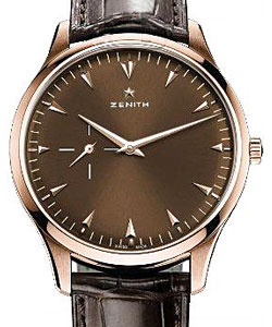 Elite Mens Automatic in Rose Gold on Brown Alligator Leather Strap with Brown Sunray Dial