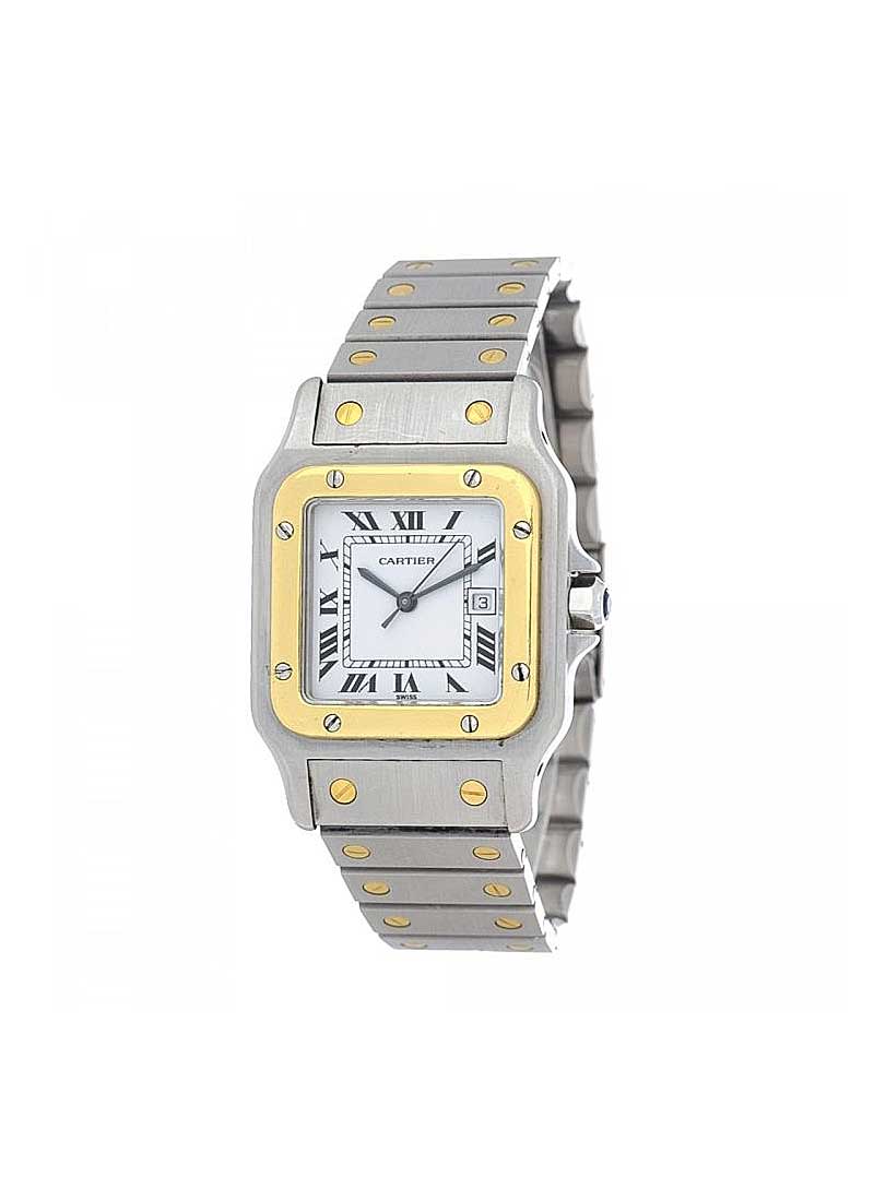 Cartier Santos Square in Steel wtih Yellow Gold Bezel