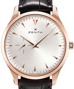 Elite Mens in Rose Gold on Black Alligator Leather Strap with Silver Sunray Dial
