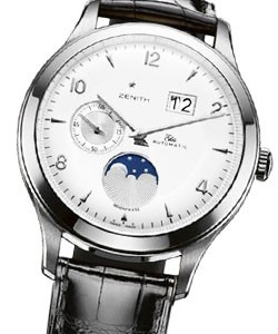 Class Elite Moonphase Grande Date in Steel on Black Crocodile Leather Strap with Silver Dial
