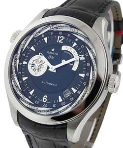 Class Traveller Elite Multicity in Steel on Black Alligator Leather Strap with Black Dial