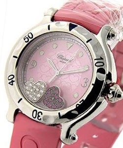 Happy Hearty in Steel on Pink Rubber Strap  with Pink MOP Dial