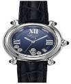 Happy Sport - 5 Floating Diamonds Steel on Strap with Blue Dial