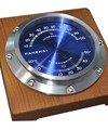 PAM 256 - Table Clock in Steel on Wood Base with Blue Dial