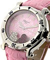 Happy Hearts in Steel on Pink Leather Strap with Pink Mother of Pearl Dial