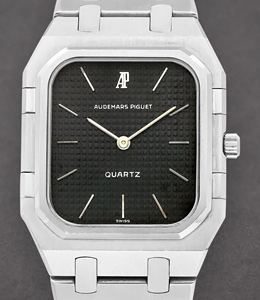 Royal Oak Rectangular Quartz in Steel on Steel Bracelet with Black Dial