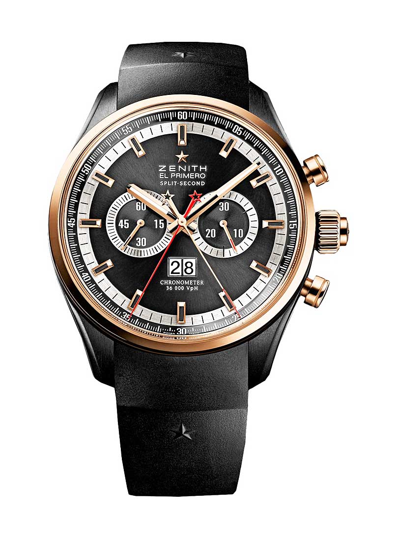 Zenith El Primero Rattrapante Chronograph in Black PVD with Rose Gold Bezel
