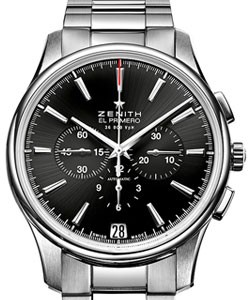El Primero Captain Chronograph Steel on Bracelet with Black Dial