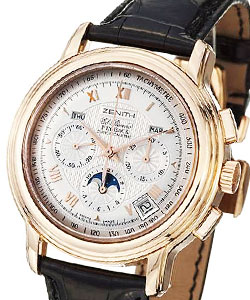 ChronoMaster GT Moonphasein Rose Gold on Black Alligator Leather Strap with Silver Guilloche Dial