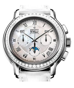 Chronomaster Star El Pimero in Steel with Diamond Bezel on White Alligator Leather Strap with Mother of Pearl Dial