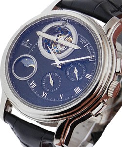 ChronoMaster T Open Tourbillon Moonphase in White Gold on on Black Alligator Leather Strap with Black Dial