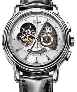 ChronoMaster T Open Grande Date in Steel on Black Alligator Leather Strap with Silver Dial
