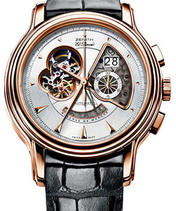 Chronomaster XXT Open Grande Date in Rose Gold  on Black Alligator Leather Strap with Silver Guilloche Dial