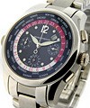 World Time Chronograph Automatic in Platinum On Steel Bracelet with Black Dial