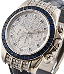 Daytona in White Gold with Original Sapphire Bezel on Black Crocodile Leather Strap with Pave Diamond Dial