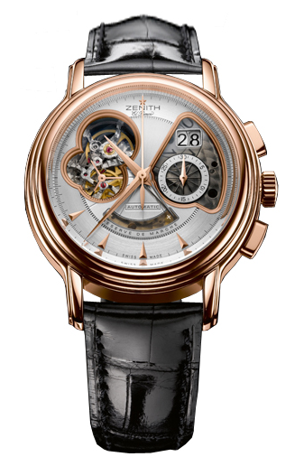 Chronomaster XXT Open Grande Date in Rose Gold on Black Alligator Leather Strap with Silver Guilloche Dial