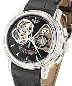 Chronomaster XXT Open Grande Date in Steel on Black Alligator Leather Strap with Black Guilloche Dial