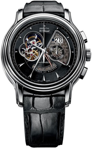 Chronomaster XXT Open Grande Date Steel on Strap with Black Guilloche Dial