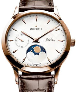 Class Primero Lady Moonphase in Rose Gold on Brown Alligator Leather Strap with White Dial