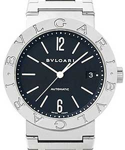 Bvlgari-Bvlgari 38mm Non- Chronograph in Steel on Steel Bracelet with Black Dial