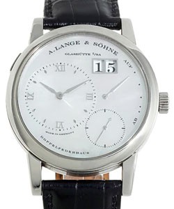 Lange 1 38mm in White Gold on Black Alligator Leather Strap with Silver Dial