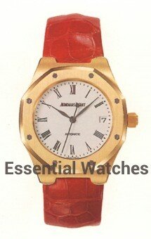 Royal Oak Automatic in Yellow Gold on Orange Crocodile Leather Strap with White Dial