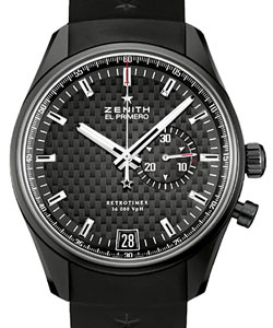 El Primero Rattrapante Chronograph in Steel on Black Rubber Strap with Grey Dial