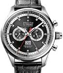 El Primero Rattrapante Chronograph in Steel on Black Alligator Leather Strap with Black Dial