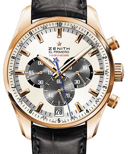 El Primero Striking 10th Chronograph in Rose Gold on Black Alligator Leather Strap with Silver Dial