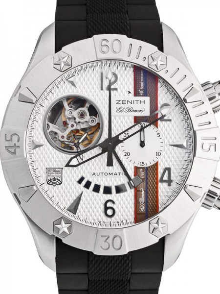 Defy Classic Open in Steel - 40th Anniversary Limited Edition on Black Rubber Strap with Silver Guilloche Dial