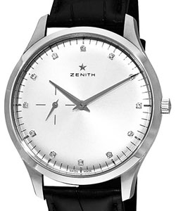 Elite Ultra Thin in Steel on Black Alligator Leather Strap with Silver Dial
