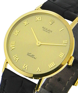 Classic Cellini - 32mm - Yellow Gold on Black Strap with Champagne Dial