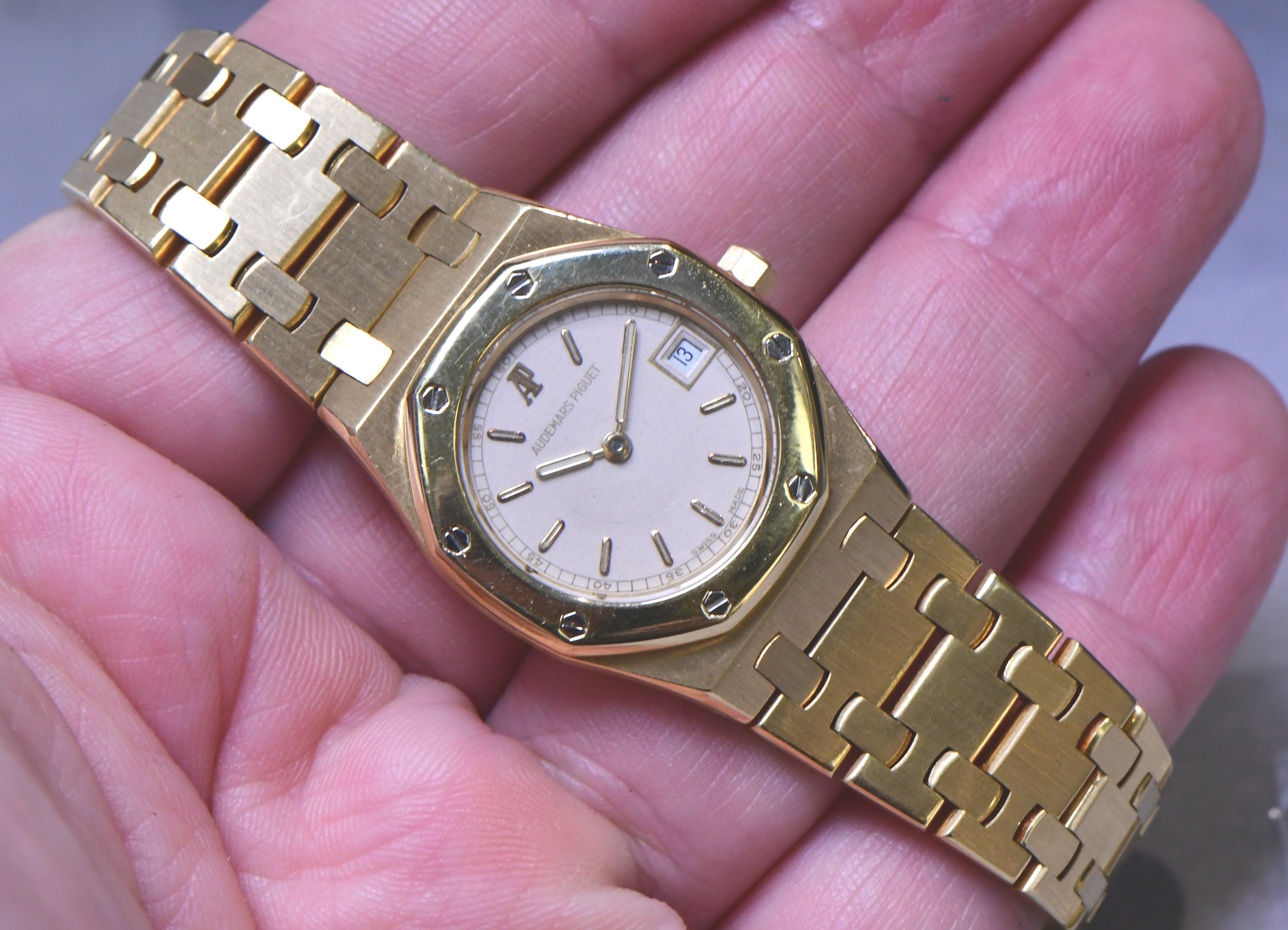 Audemars Piguet Royal Oak Mini Yellow Gold on Bracelet with Ivory Dial