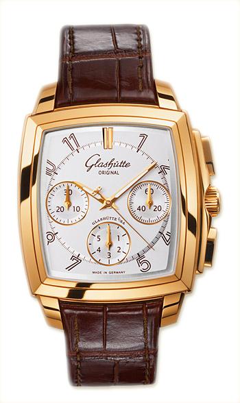 Kareee Chronograph 40mm Automatic in Rose Gold on Brown Crocodile Leather Strap with Silver Dial