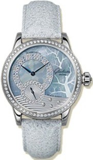 Lady's Edition Winter Dream 39.4mm in White Gold with Diamonds Bezel on White Leather Strap with Blue MOP Dial