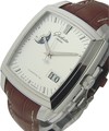 Senator Karree Panorama Date Moonphase in Steel Steel on Strap with Silver Dial