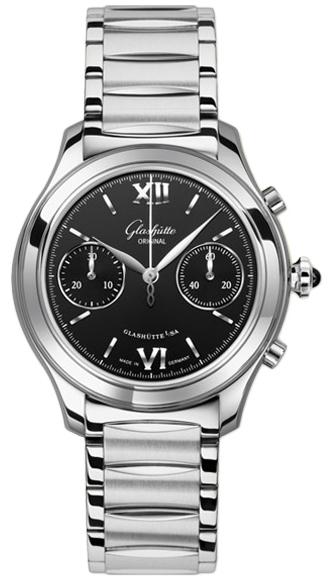 Lady Serenade Chronograph 38mm Autoamtic in Steel on Stainless Steel Bracelet with Black Dial