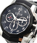 Admiral's Cup Challenge 44mm Split Chronograph in Steel on Black Rubber Strap with Black Dial