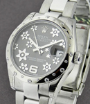 Datejust in Steel with 24 Diamond Bezel  on Steel Oyster Bracelet with Rhodium Floral Dial