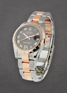 Rolex Unworn 178341-0004 Mid Size Datejust 31mm in Steel with Rose Gold Diamond Bezel 178341-0004