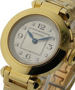 Miss Pasha 27mm in Yellow Gold   Yellow Gold on Bracelet with Silver Dial