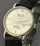 Cellini Cestello in White Gold on Black Crocodile Leather Strap with Silver Stick and Roman Dial