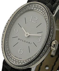 Lady's Ovale with Diamond Case White Gold on Strap