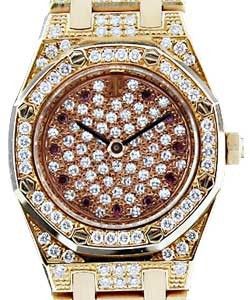 Royal Oak Quartz in Rose Gold - Diamonds Rose Gold on Bracelet with Paved Diamond Dial