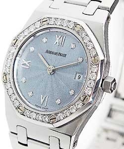 Royal Oak Quartz in Steel with Diamond Bezel Steel on Bracelet with Blue Dial