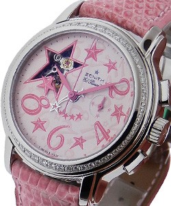 Star Sky Open in Steel with Diamond Bezel Steel on Strap with Pink Dial