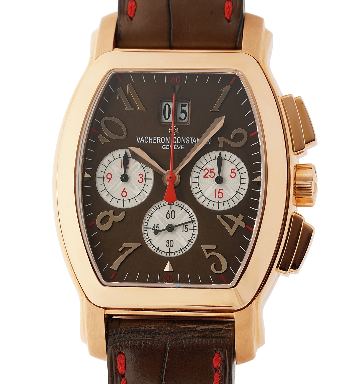 Royal Eagle Chronograph XXL in Rose Gold on Brown Alligator Leather Strap with Brown Dial