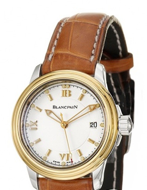 Leman Ultra-Slim Lady's in 2-Tone Steel and Yellow Gold on Strap with White Dial