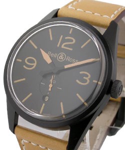 Vintage BR 123 Heritage in PVD Steel on Tan Leather Strap with Black Dial